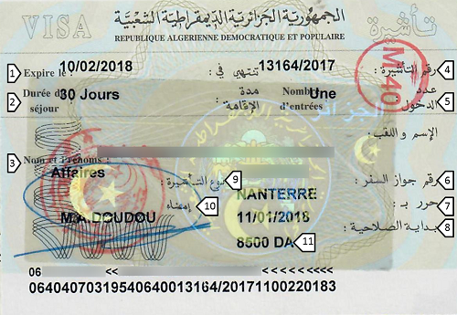 visa pour voyage en algerie